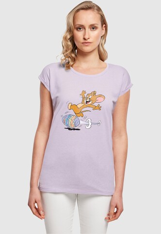 ABSOLUTE CULT Shirt 'Tom and Jerry - Egg Run' in Purple: front