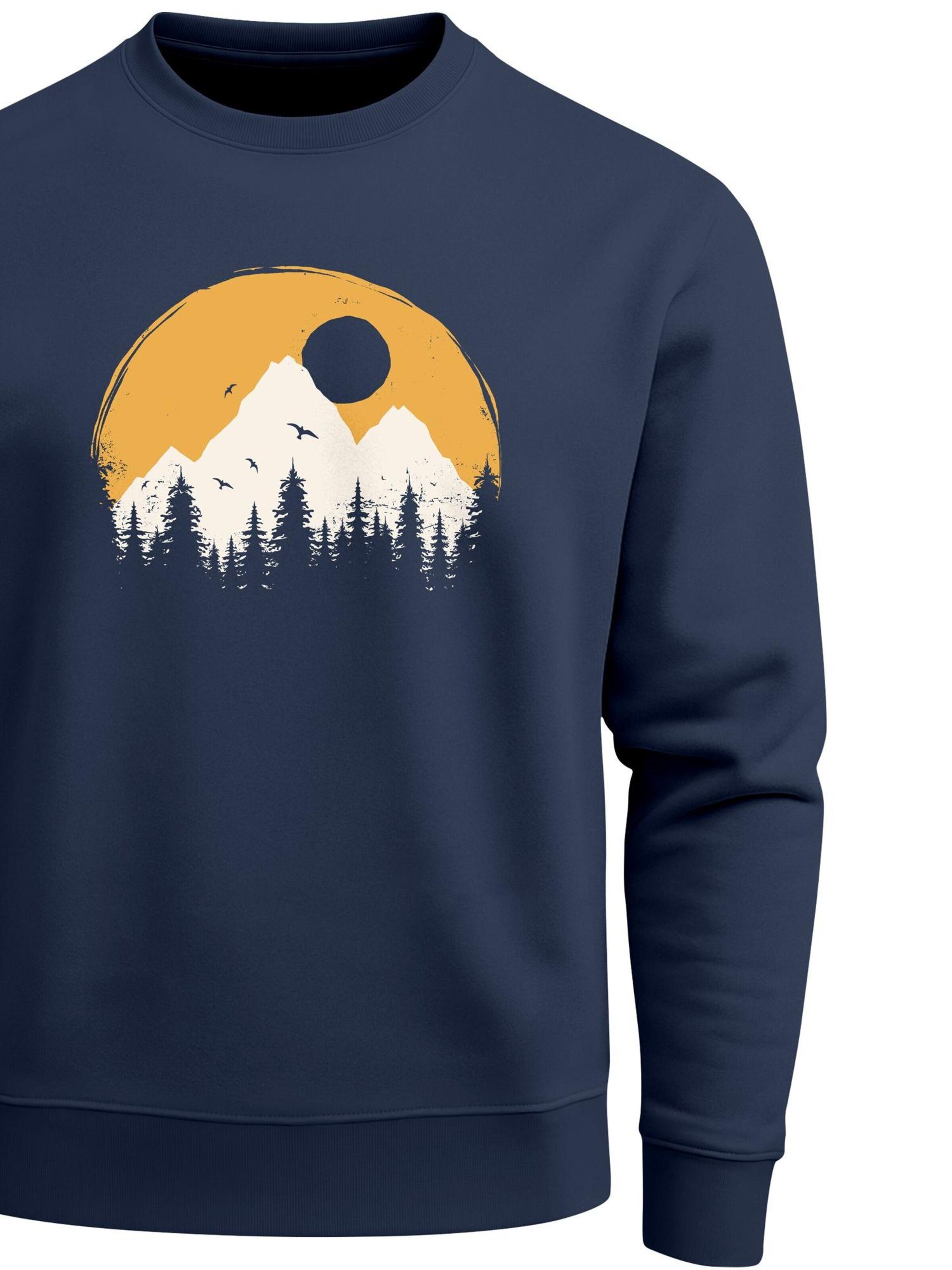 Neverless Sweatshirt 'Berge Sonne' in Blue