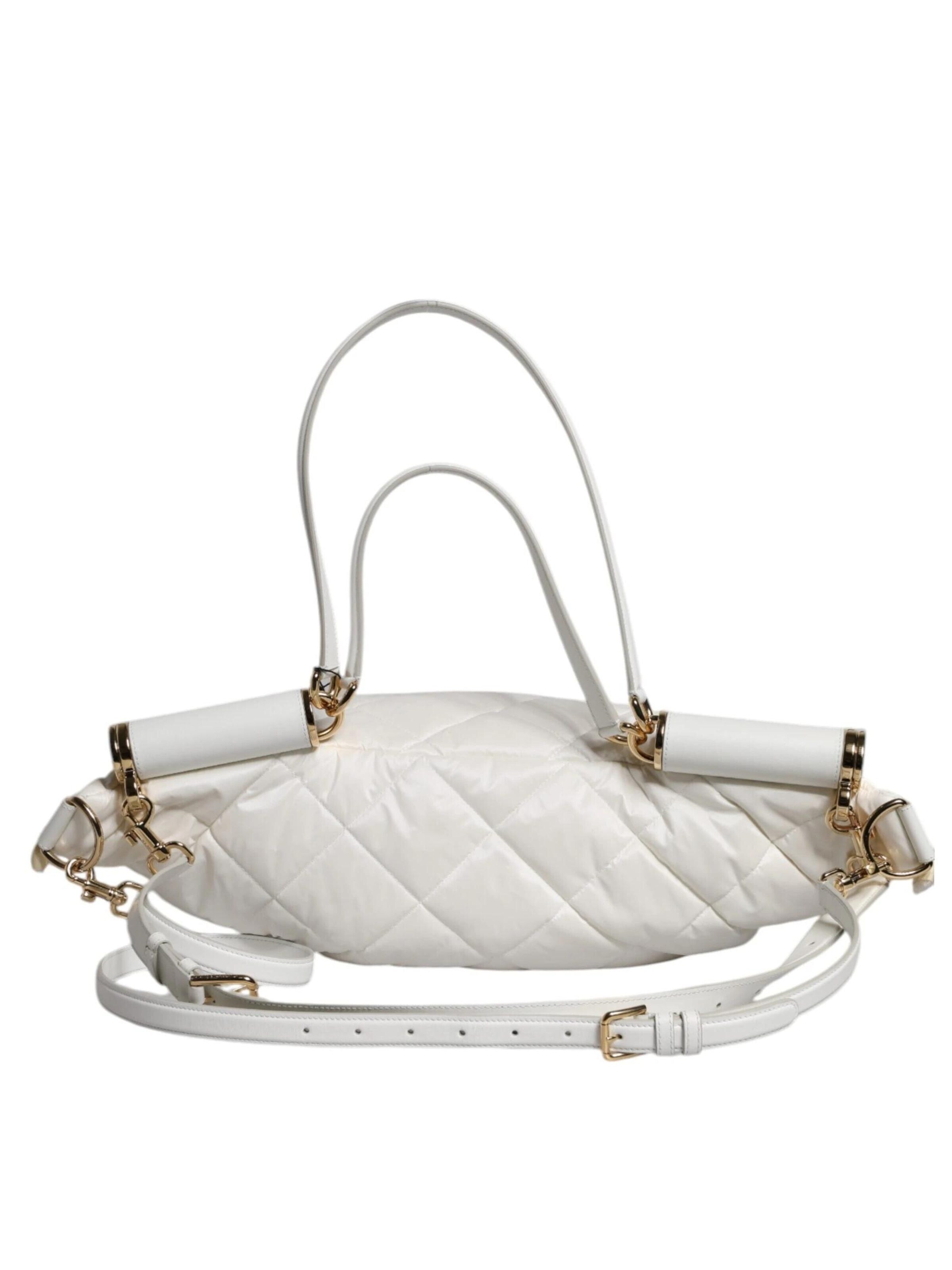 Runerstrand - Riñonera 'Dolce & Gabbana White Quilted Logo Plaque Belt Bag' en blanco