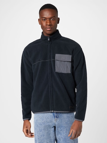 HOLLISTER Fleece jas 'EXTERIOR' in Zwart: voorkant