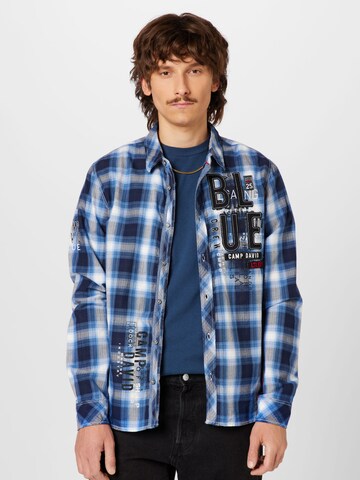 CAMP DAVID Regular fit Button Up Shirt in Blue: front