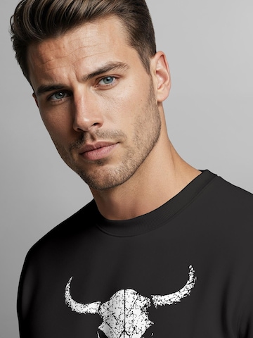 Neverless Sweatshirt 'Bull' in Schwarz: Vorderseite