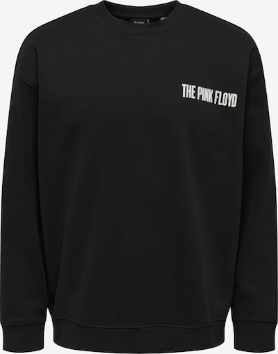 Only & Sons Sweatshirt 'PINK FLOYD' in de kleur Zwart / Wit, Productweergave