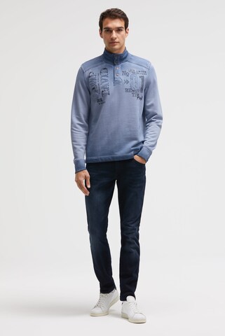 CAMP DAVID Troyer-Sweatshirt mit Strick-Details und Artworks in Blau