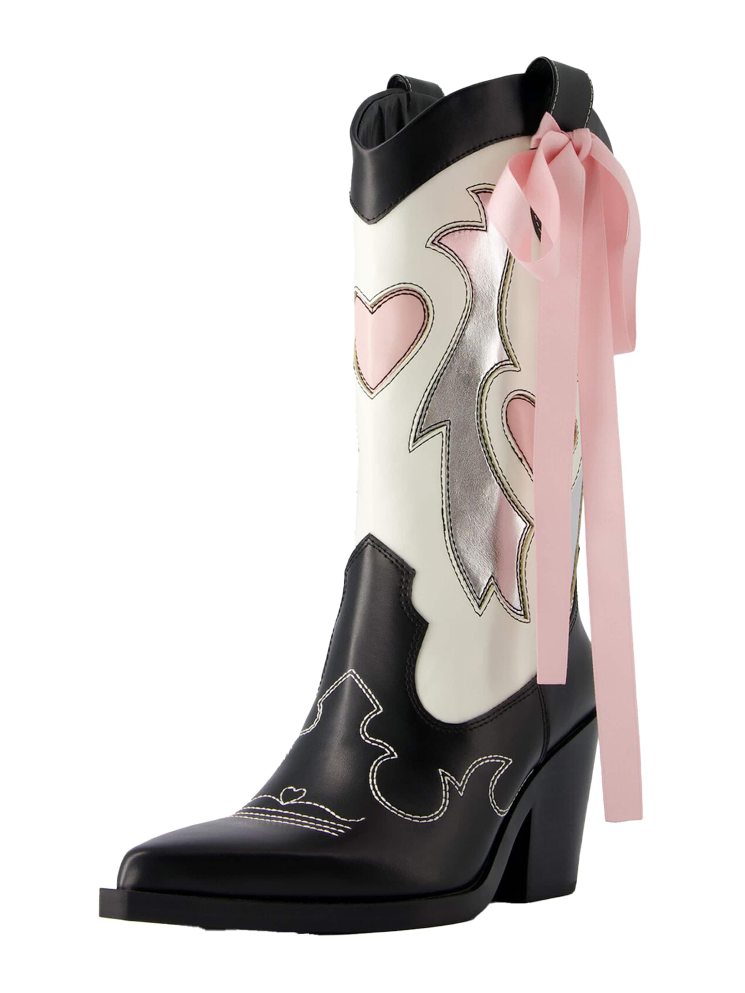 Bershka Cowboy boot in Black White ABOUT YOU