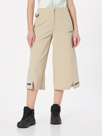 ADIDAS TERREX Wide leg Outdoor Pants 'Campyx 3/4' in Green: front