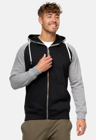 INDICODE JEANS Sweatvest 'Pulko' in Zwart: voorkant