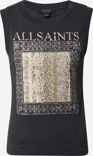 AllSaints Топ 'Dyna' в тъмнобежово / къри / черно / бяло, Преглед на продукта