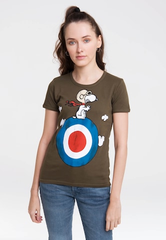 LOGOSHIRT T-Shirt 'Peanuts' in Grün: predná strana