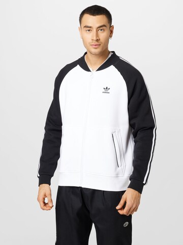 ADIDAS ORIGINALS Zip-Up Hoodie in White: front