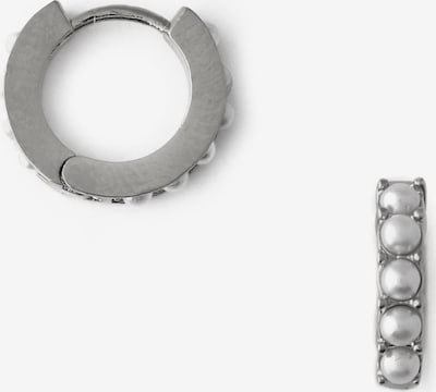 Cercei 'Huggie Hoops' Orelia pe argintiu / alb perlat, Vizualizare produs