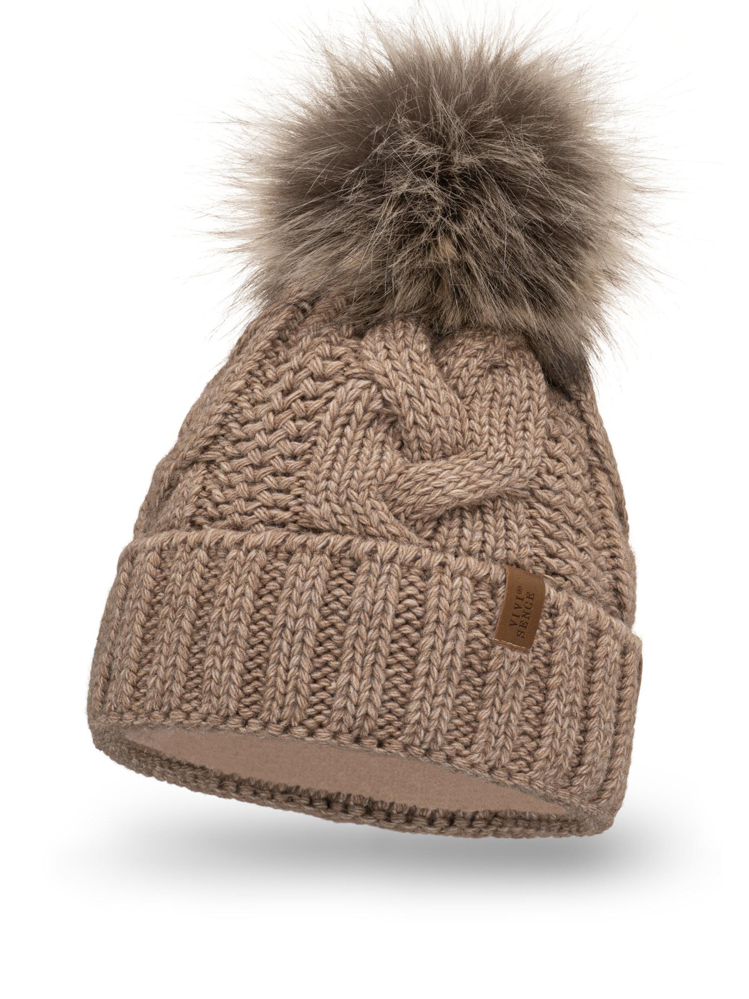 Vivisence Beanie '7014' in Beige: front