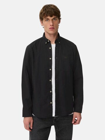 CAMEL ACTIVE Regular Fit Langarm Shirt mit Button-Down Kragen in Schwarz: Vorderseite