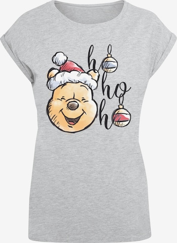 ABSOLUTE CULT Shirt 'Winnie The Pooh - Ho Ho Ho Baubles' in Grey: front