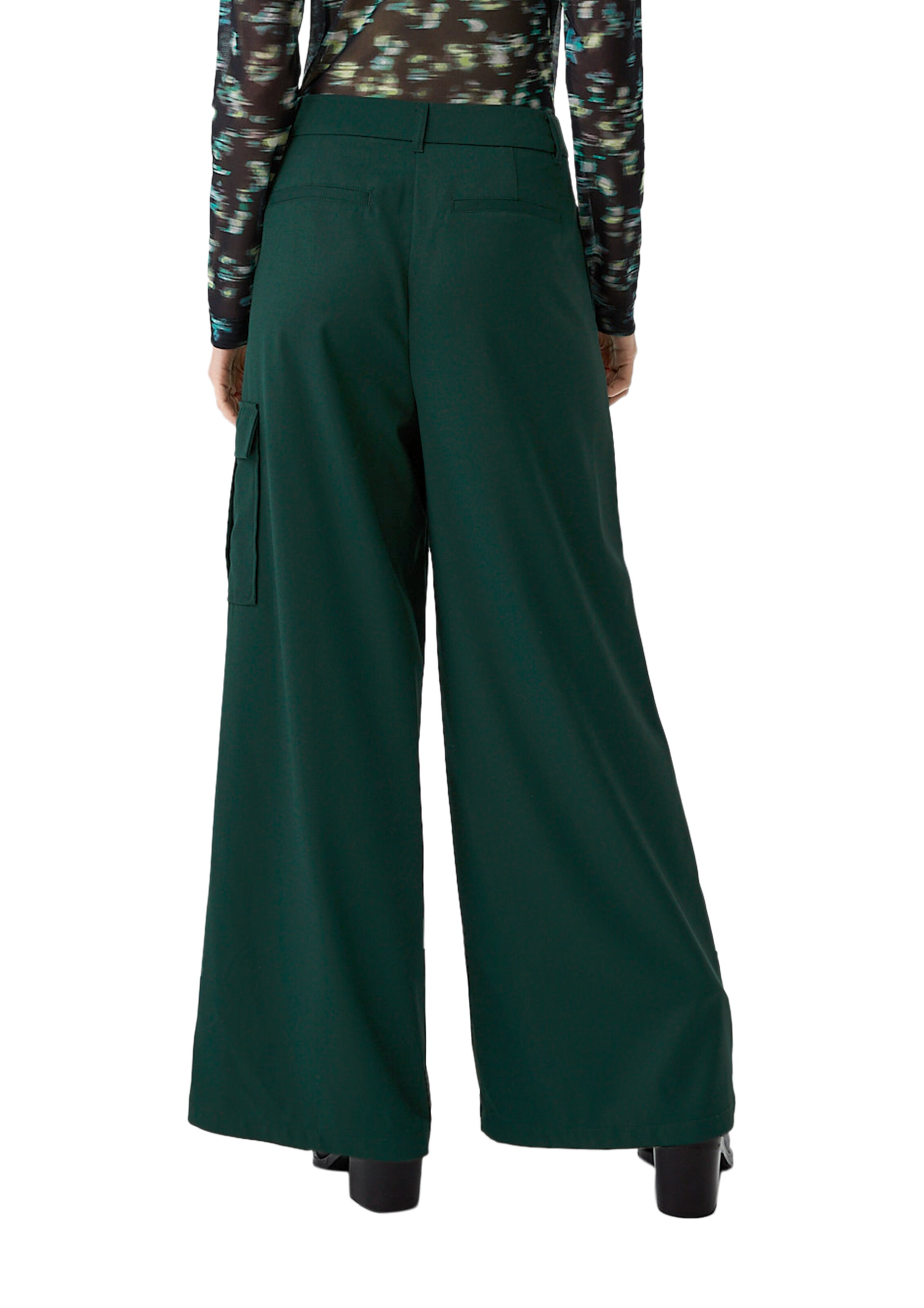 Wide Leg Pantalon comma casual identity en vert : derrière