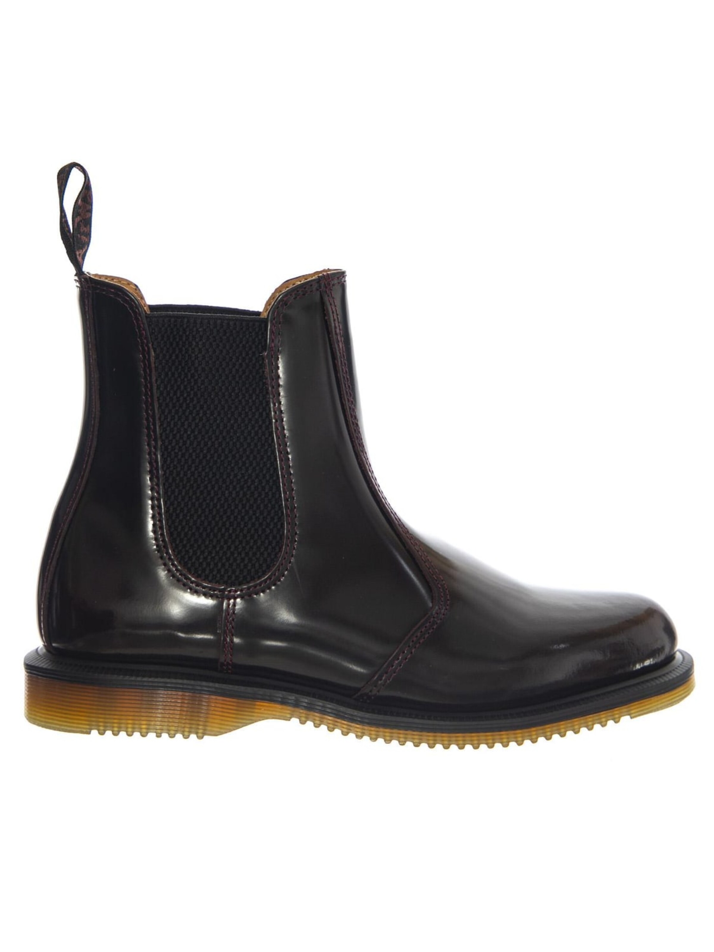 Dr. Martens Boots 'Flora Cherry Red Polished Smooth' in Black: front