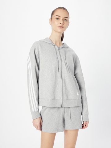 ADIDAS SPORTSWEAR Athletic Zip-Up Hoodie 'Future Icons 3-Stripes ' in Grey: front