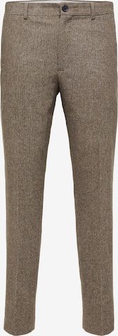 Coupe slim Pantalon à plis SELECTED HOMME en marron : devant