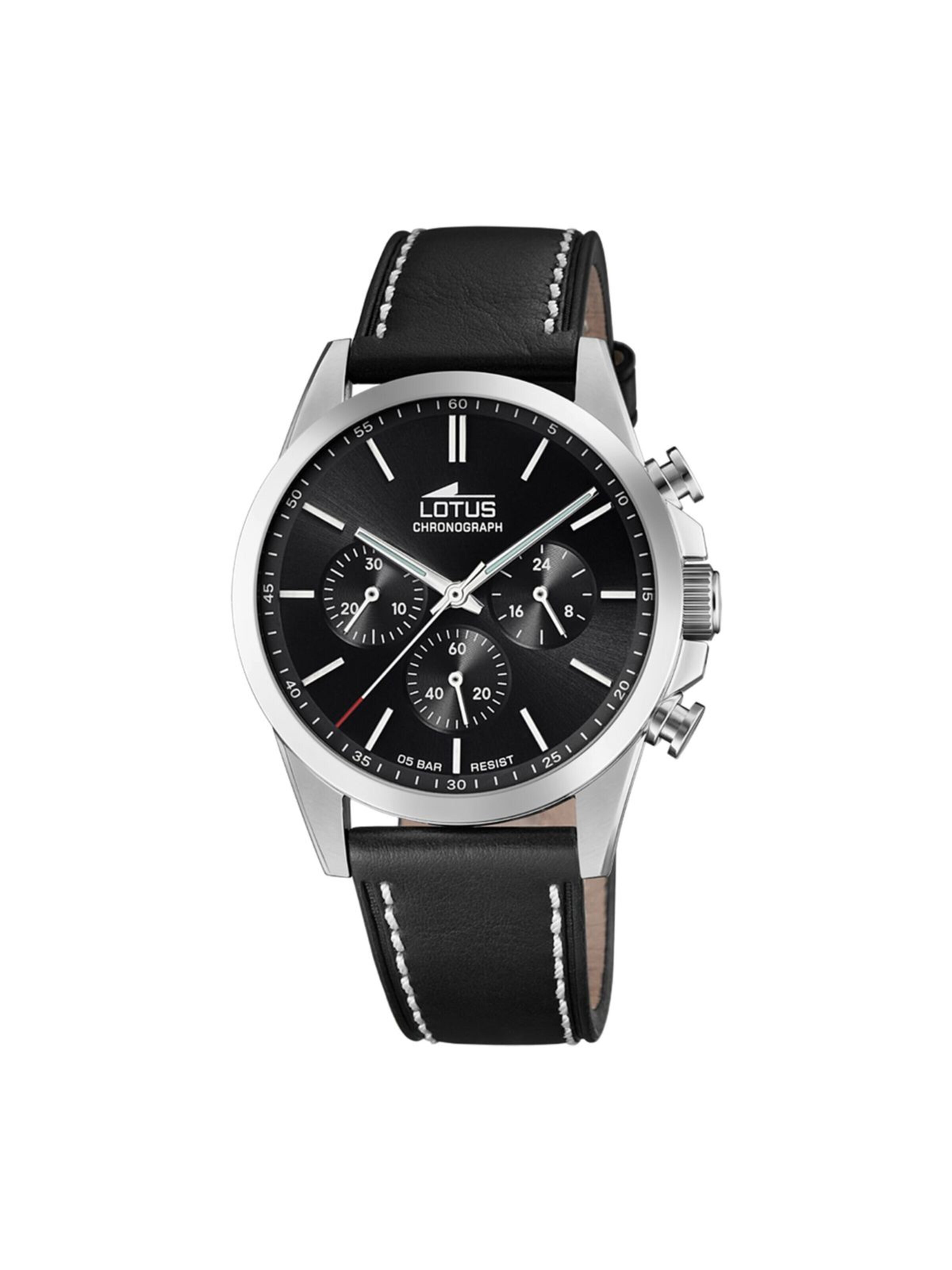 Lotus Analoog horloge in Zwart: voorkant