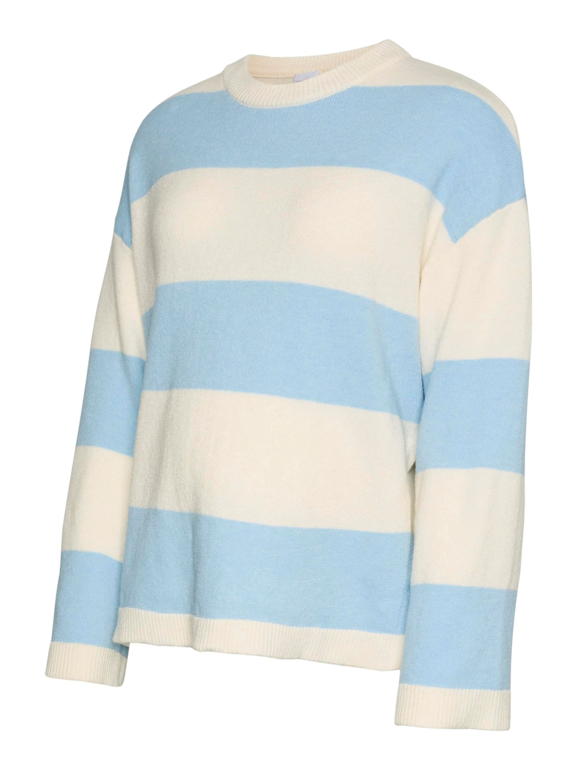 MAMALICIOUS Pull-over en bleu ciel / blanc cassé, Vue avec produit