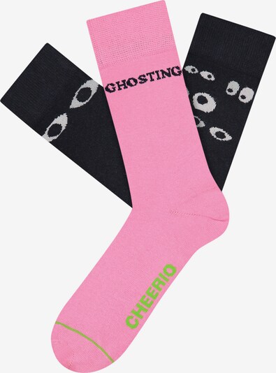 CHEERIO* Socken 'ALL EYES ON YOU' in grau / neongrün / rosa / schwarz, Produktansicht