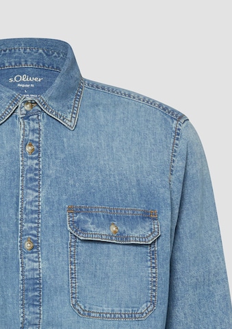 s.Oliver Regular fit Button Up Shirt in Blue