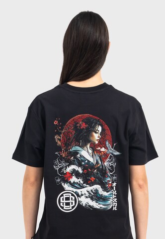 Oldskull Shirt 'Asian Blossom Queen Logo Graphic' in Black