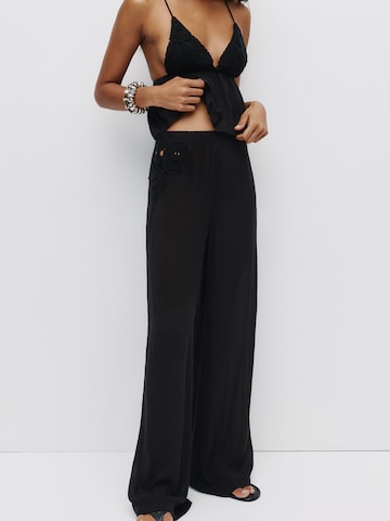 Wide Leg Pantalon Pull&Bear en noir : devant