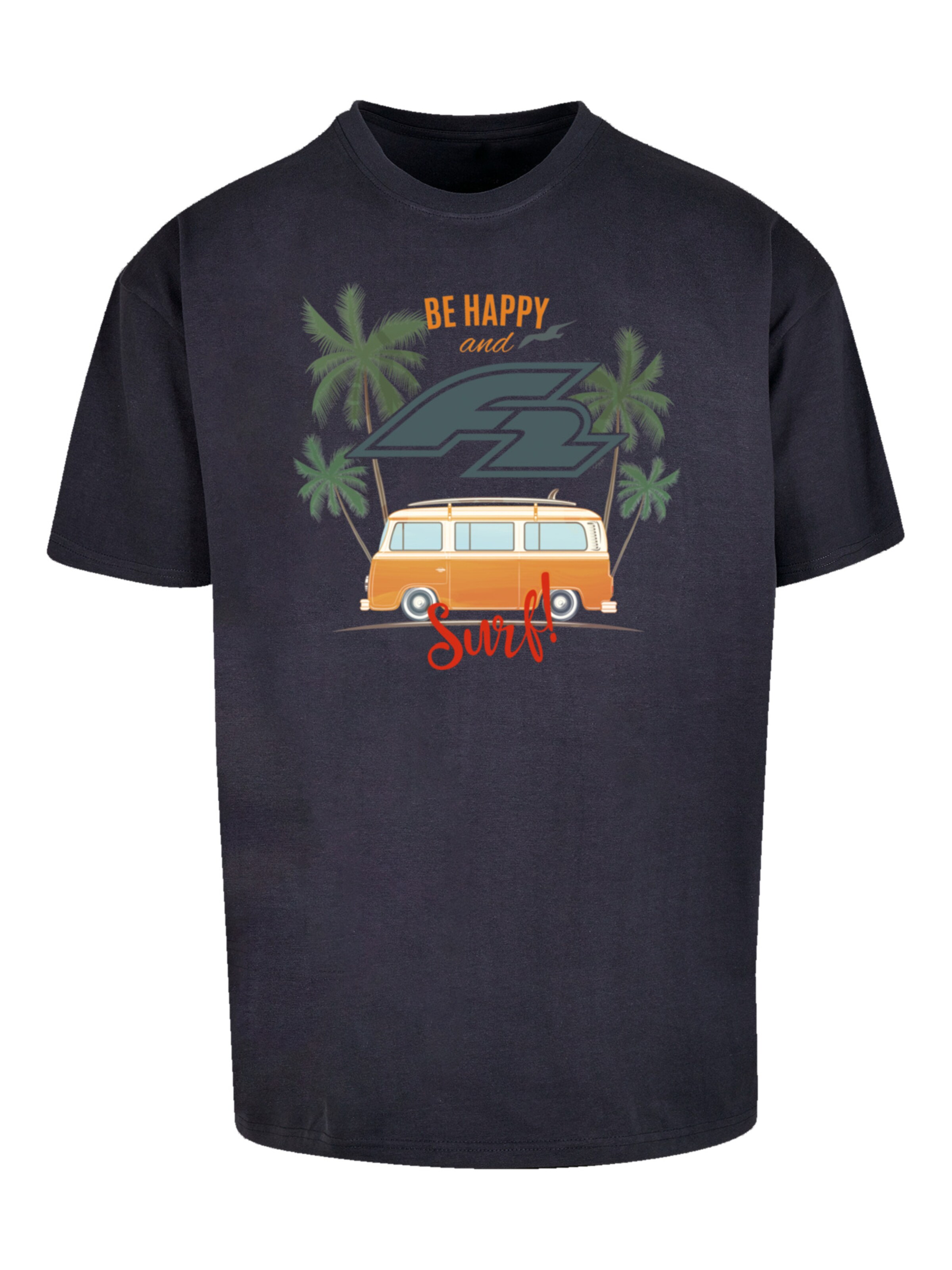 F2 Shirt 'Be Happy And Surf Bulli Sommer' in Blue: front