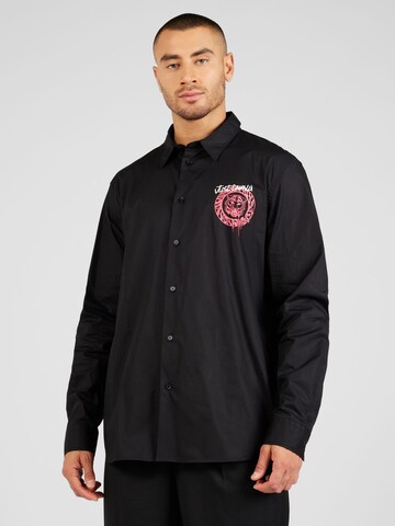 Just Cavalli Regular fit Button Up Shirt in Black: front