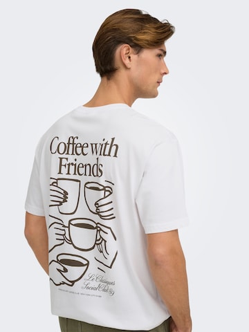 Only & Sons - Camiseta 'ONSAXEL COFFEE' en blanco