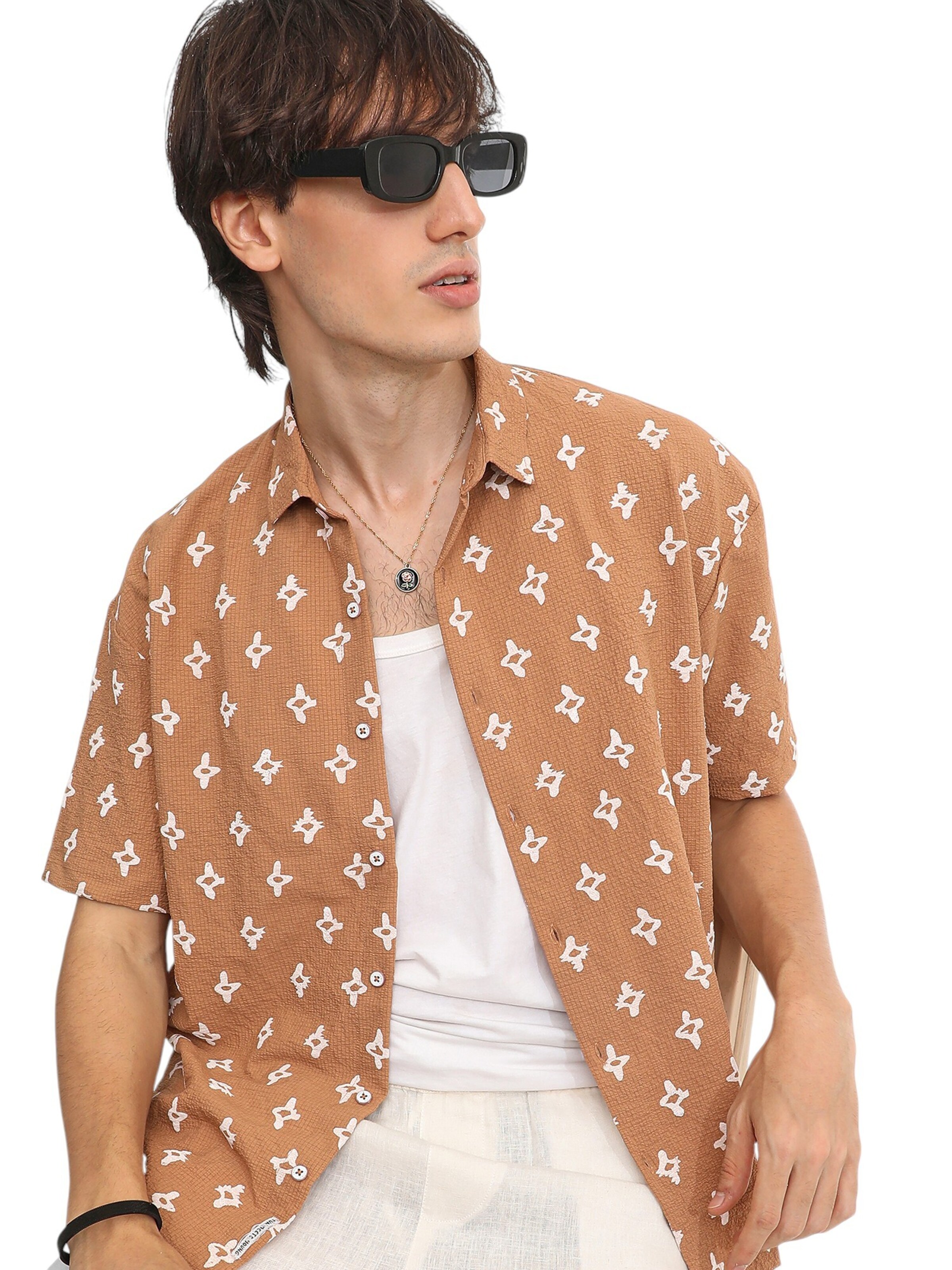 Campus Sutra Regular Fit Skjorte ' Tottie ' i brun