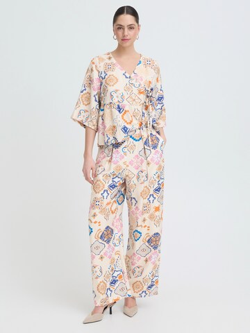 ICHI - Pierna ancha Pantalón plisado 'IHLANCIE' en beige