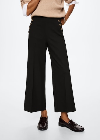 MANGO Wide leg Pleated Pants 'Annie' in Black: front