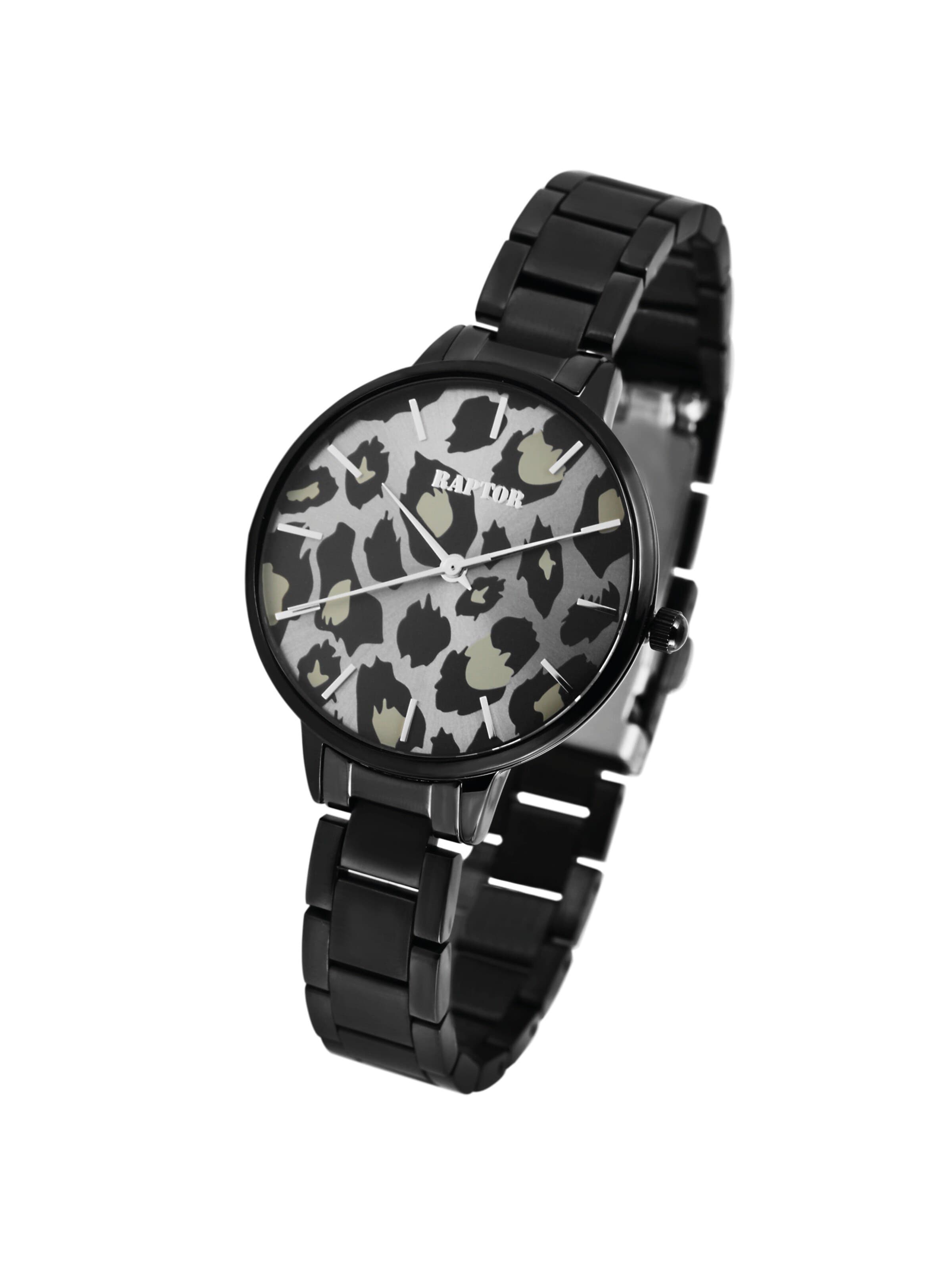 Raptor Analog Watch 'Wild, 3 ATM' in Black: front