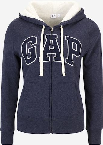 Gap Petite Zip-Up Hoodie in Blue: front