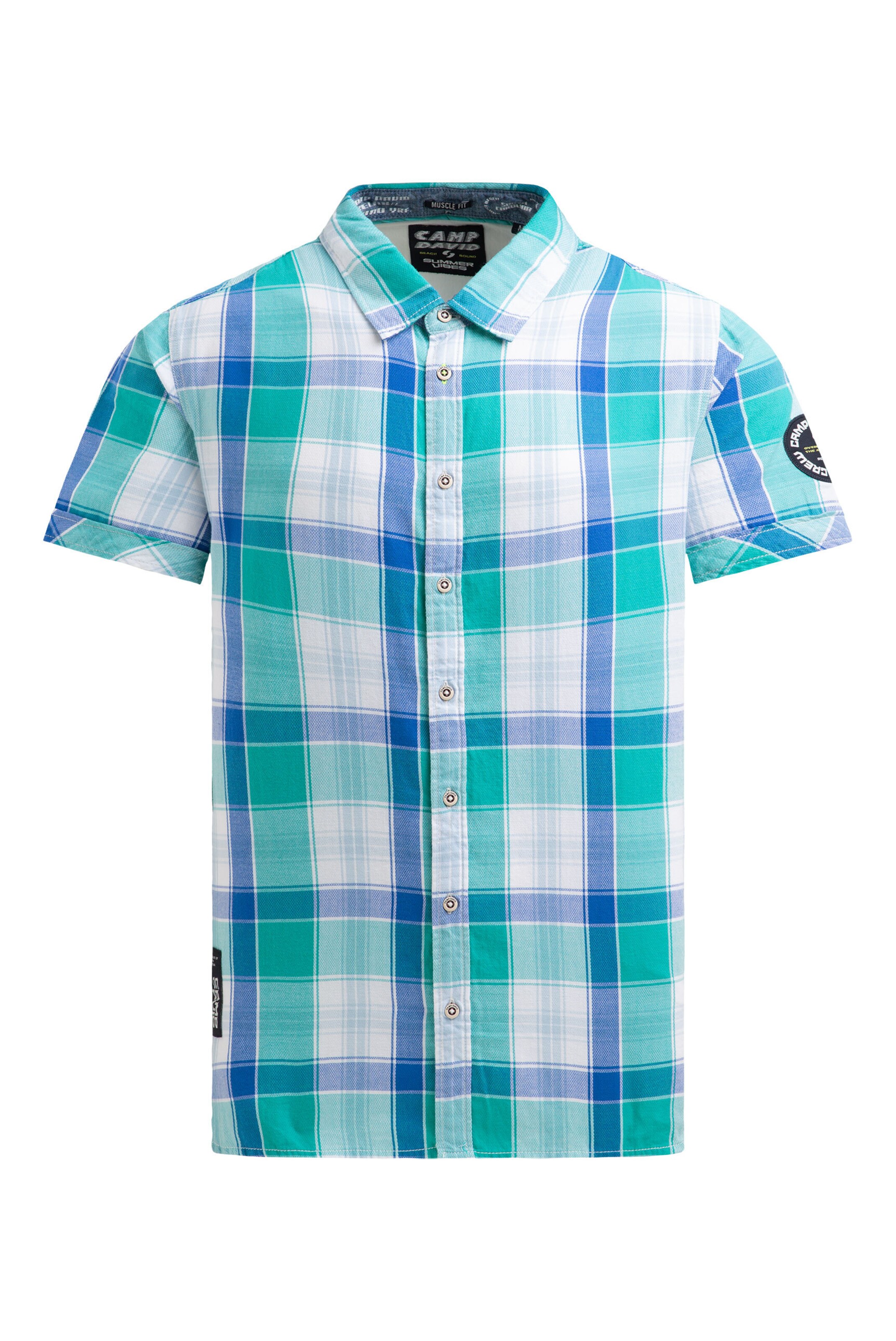 CAMP DAVID Slim fit Button Up Shirt in Green: front
