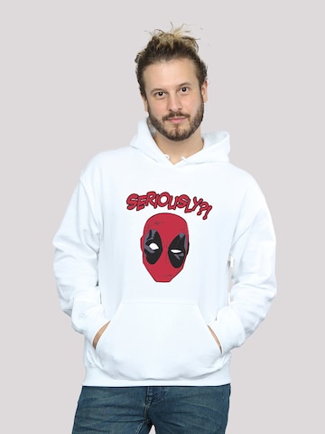F4NT4STIC Zip-Up Hoodie 'Marvel Deadpool Seriously' in White: front