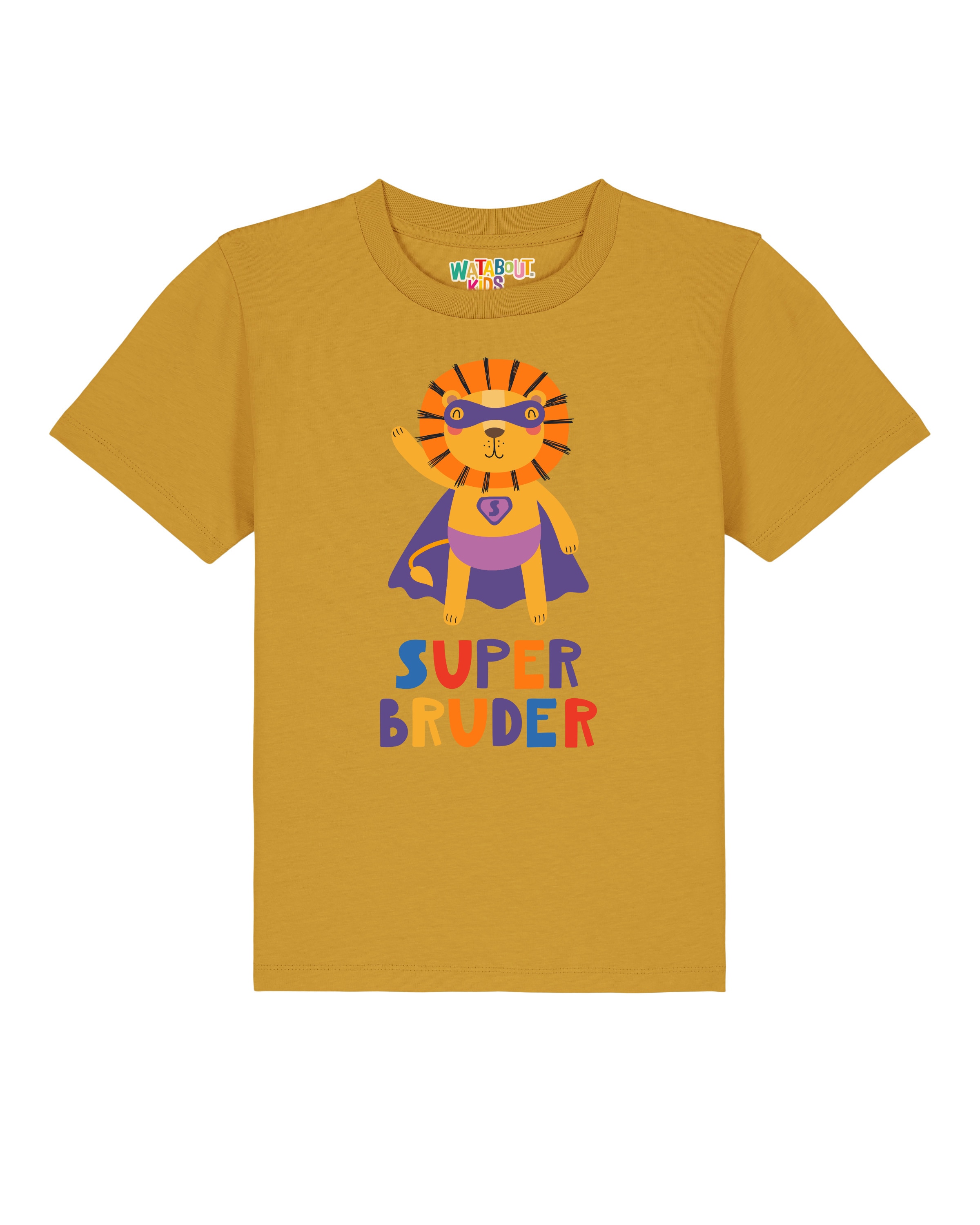 watabout.kids Shirt 'Löwe Superbruder' in Geel: voorkant
