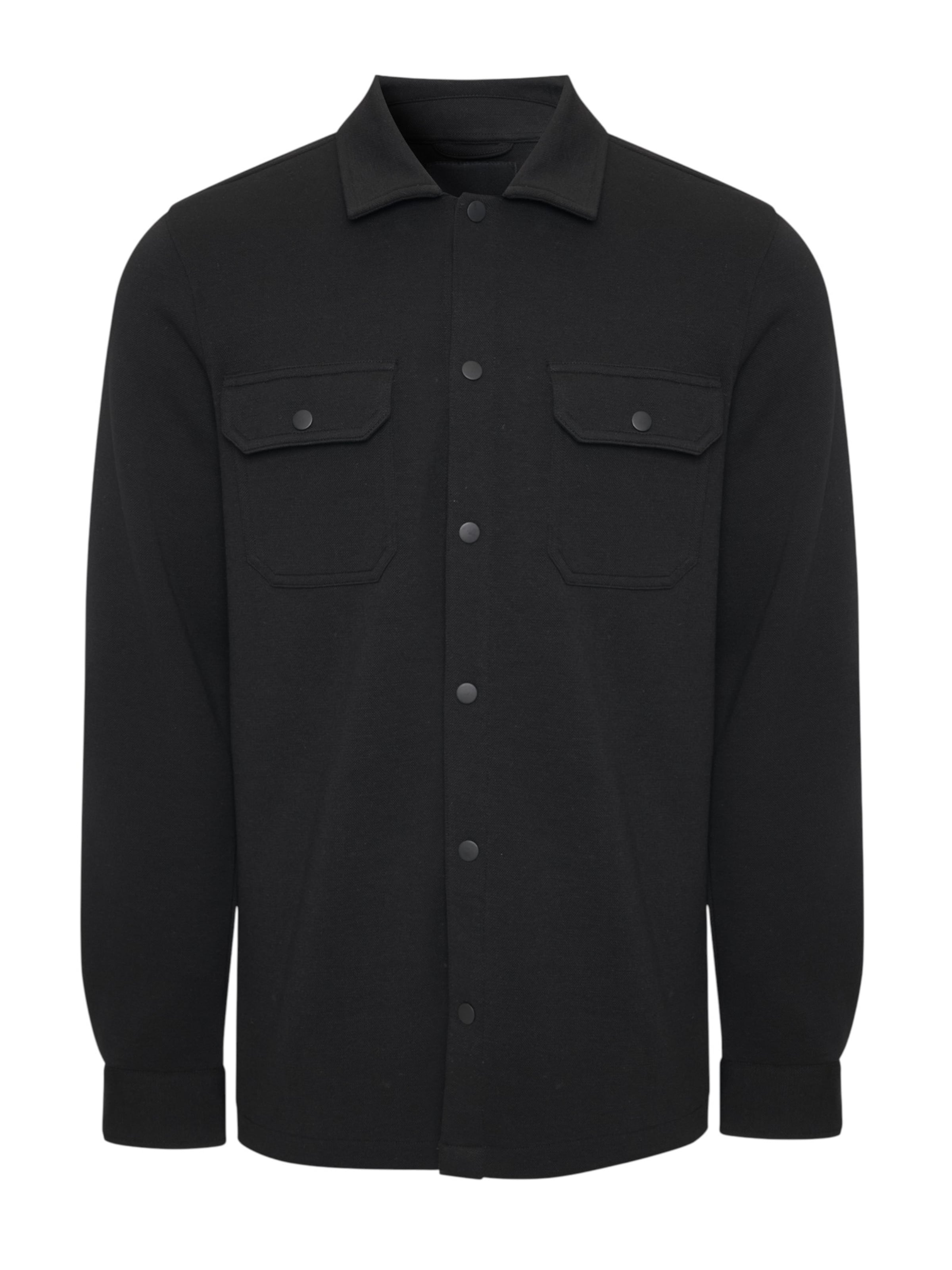 Threadbare Hemdjacke 'Relay' in Schwarz: Vorderseite