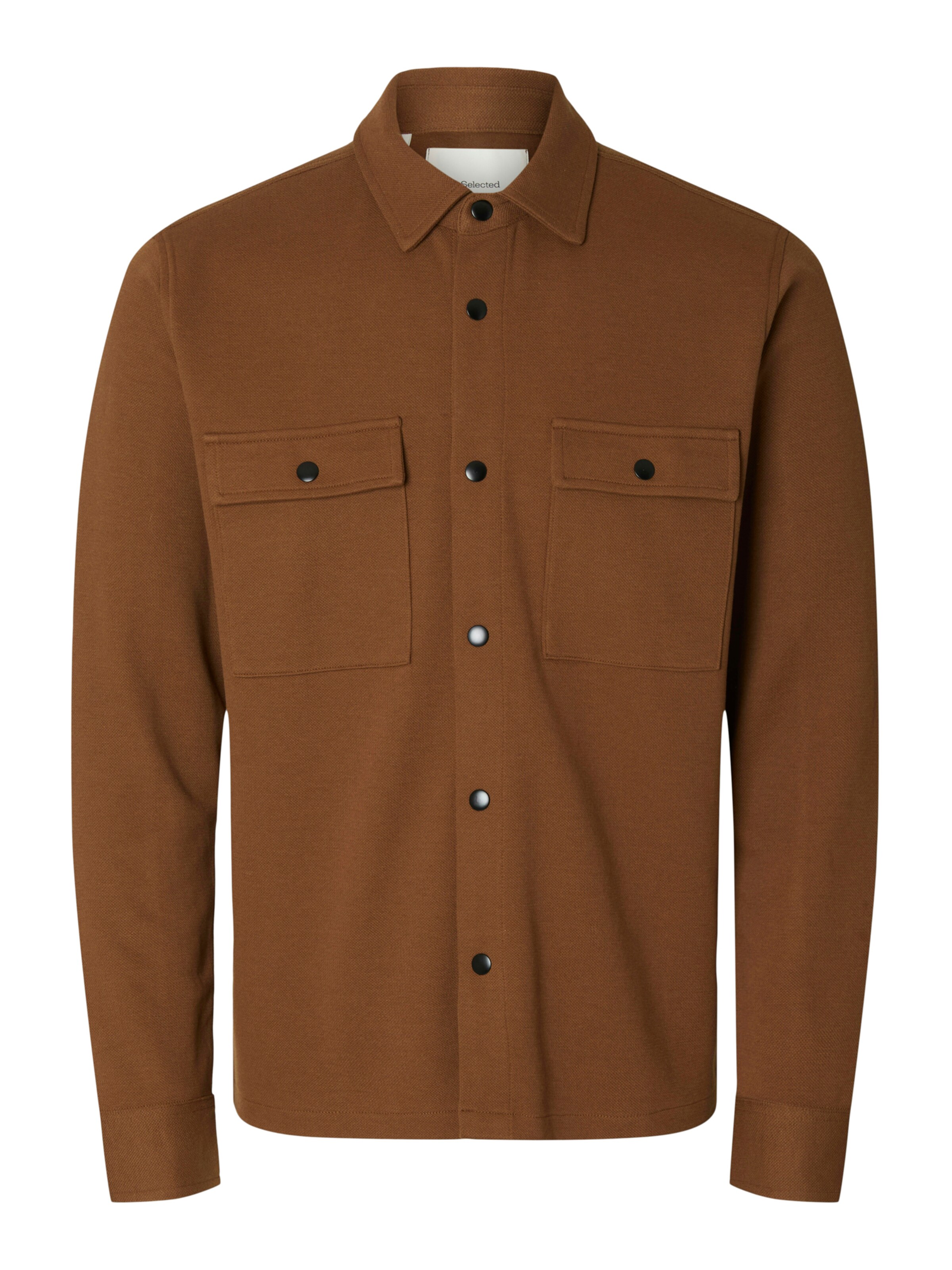 SELECTED Regular Fit Sweatjacke in Braun: Vorderseite