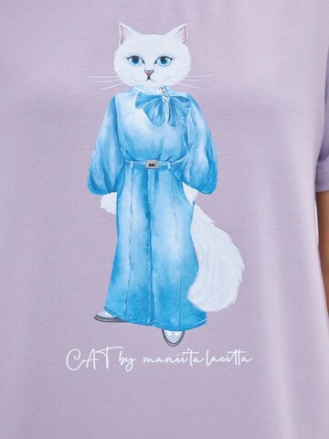 Cat e Lolette Tričko 'Cat in a Denim Suit' - Fialová