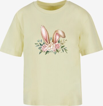F4NT4STIC Shirt 'Blumen Osterhasen Ohren Dekor' in Yellow: front