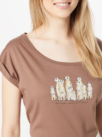 Iriedaily T-Shirt 'Meerkatz' in Braun