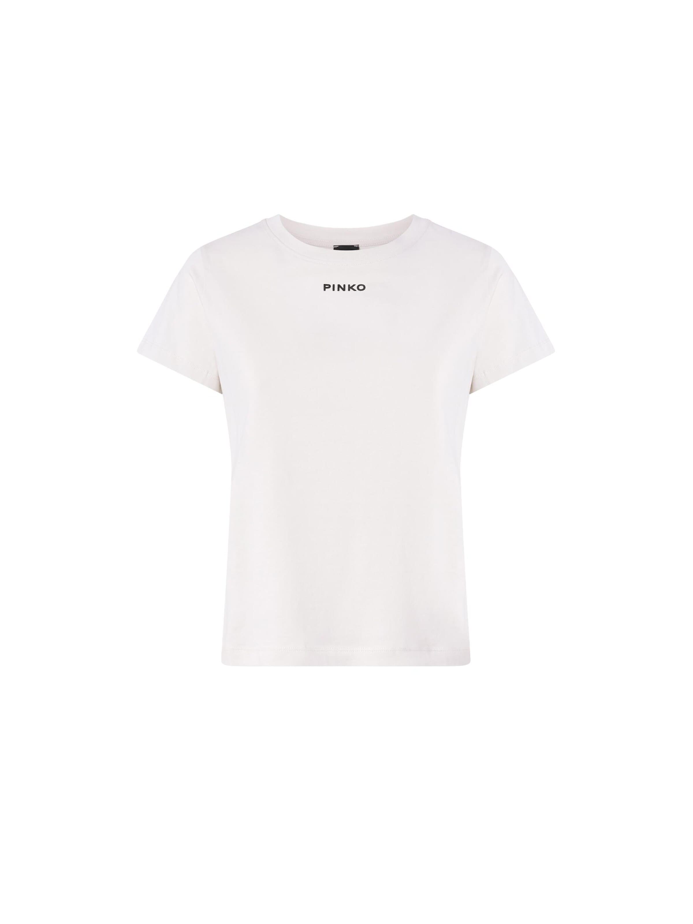 PINKO Tričko 'PINKO BASICO T-SHIRT JERSEY LOGO PINKO GOMMATO T-SHIRT' – bílá: přední strana