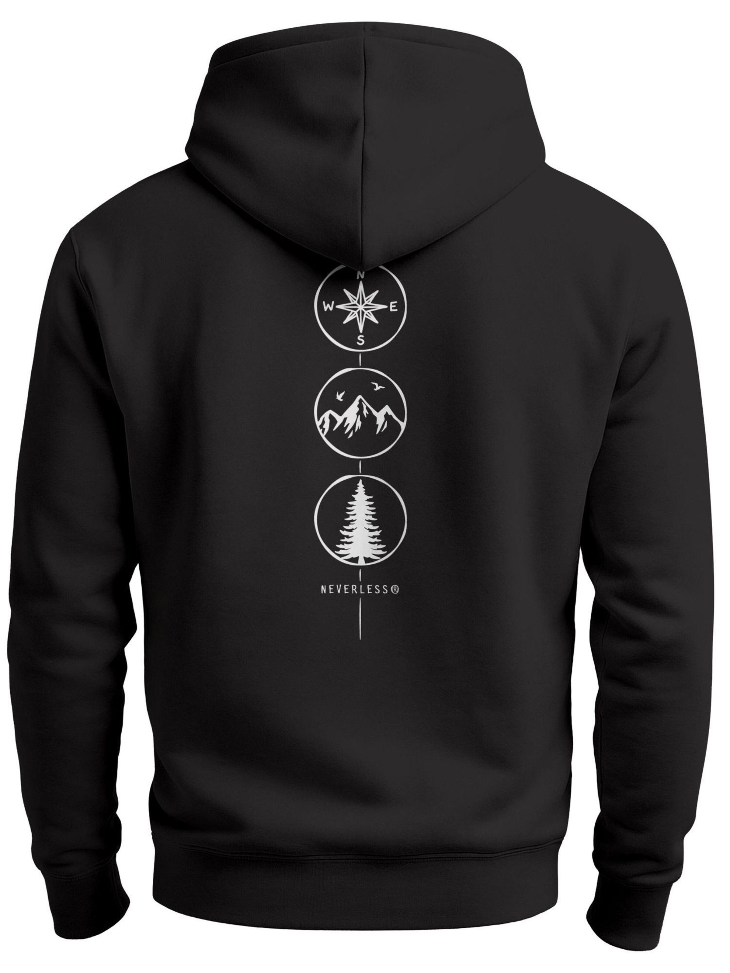 Neverless Sweatshirt 'Kompass Outdoor' in Black