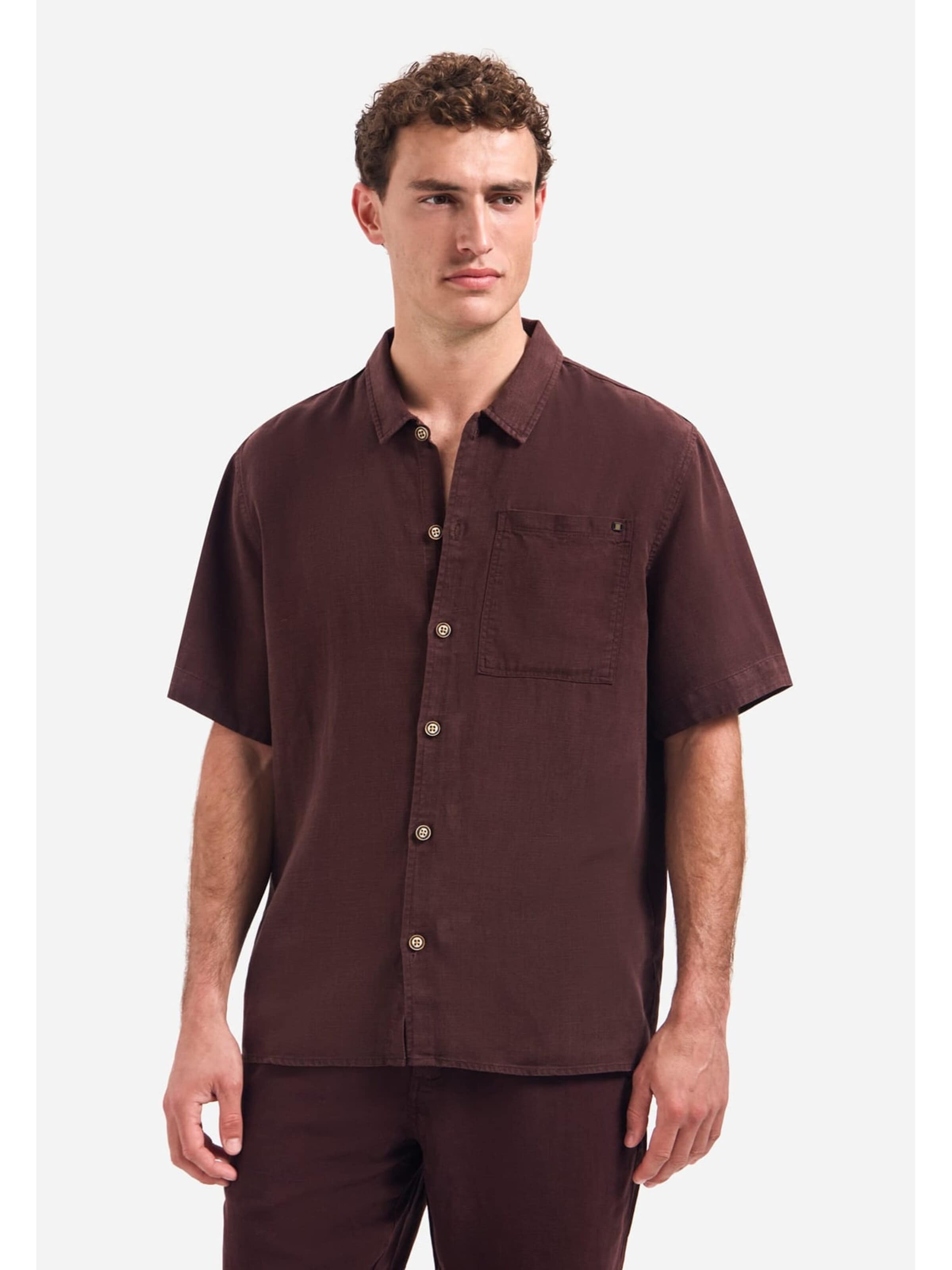No Excess Comfort fit Button Up Shirt in Brown: front