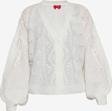 swirly Knit Cardigan in White: front