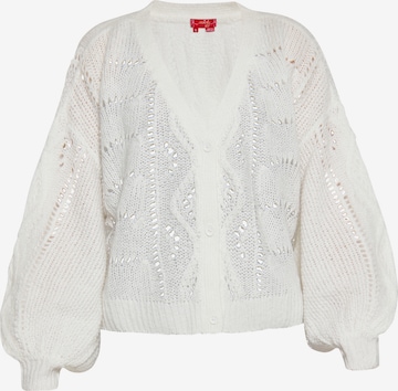 swirly Knit Cardigan in White: front