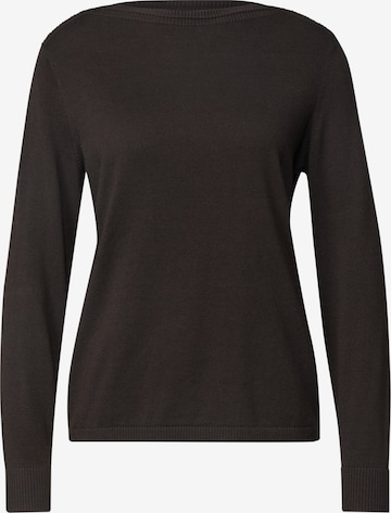 STREET ONE Basic Pullover mit U-Boot-Ausschnitt in Braun: Vorderseite